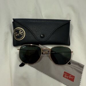 Ray-Ban Gold and Black Aviator Sunglasses